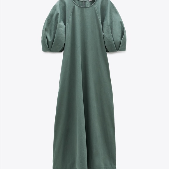 Zara green combination dress with pockets - Picture 4 of 5
